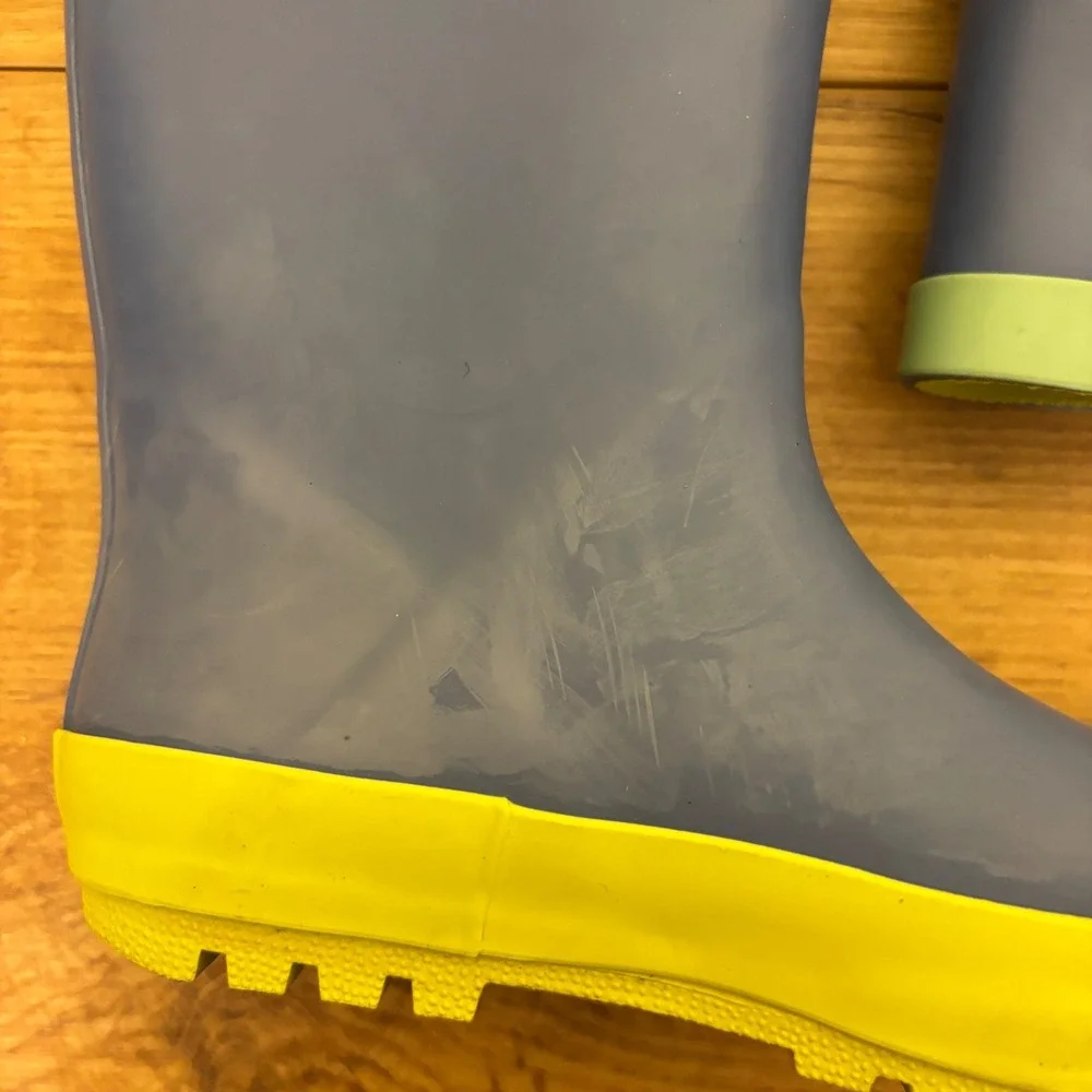 HARPER CANYON Audra Rain Boots Blue Green Kids‎ Size 11 Rubber Lug Sole Pull On